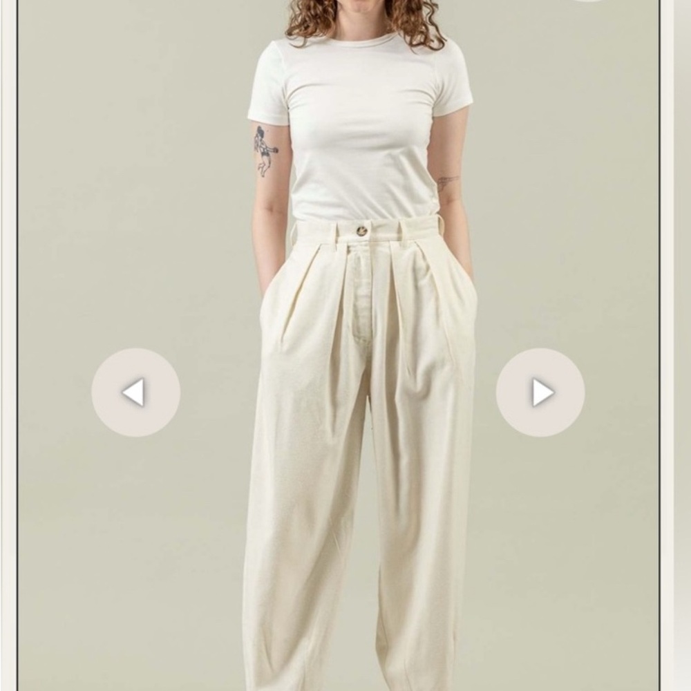 Toit Volant Cream High-Waisted Corduroy Pants